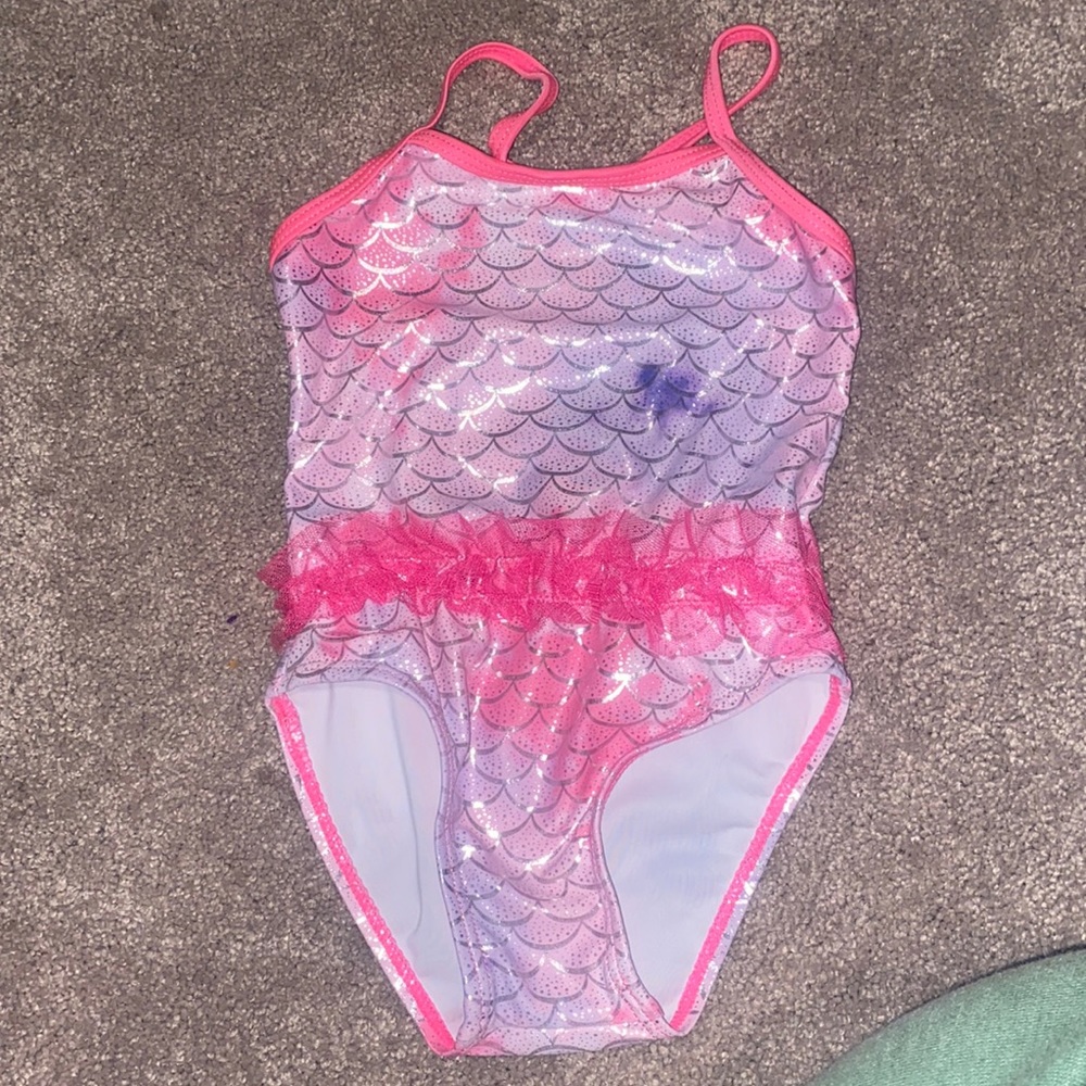 Mermaid pink bathing suit , size 2t-3t